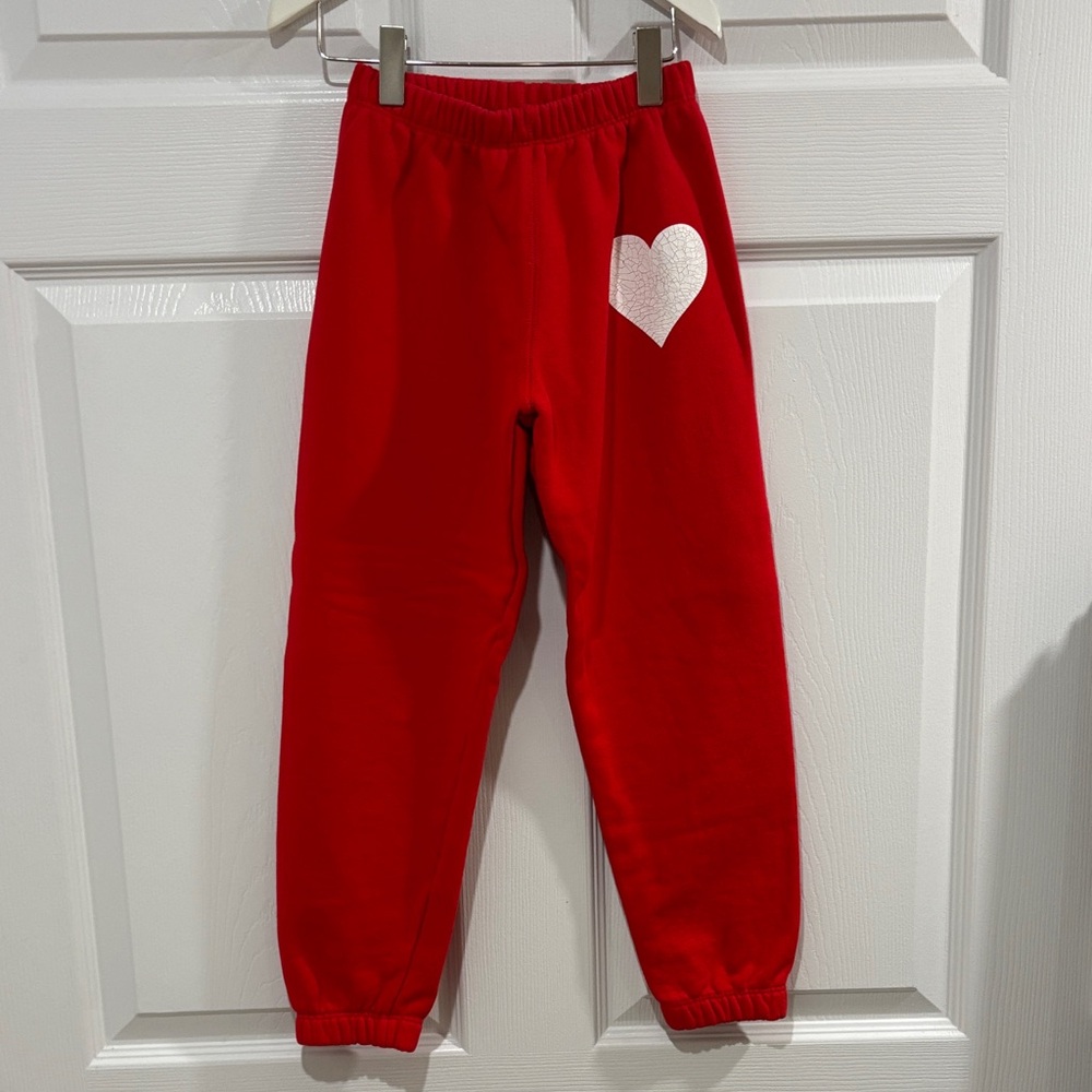 Katie J NYC Red Joggers with White Heart